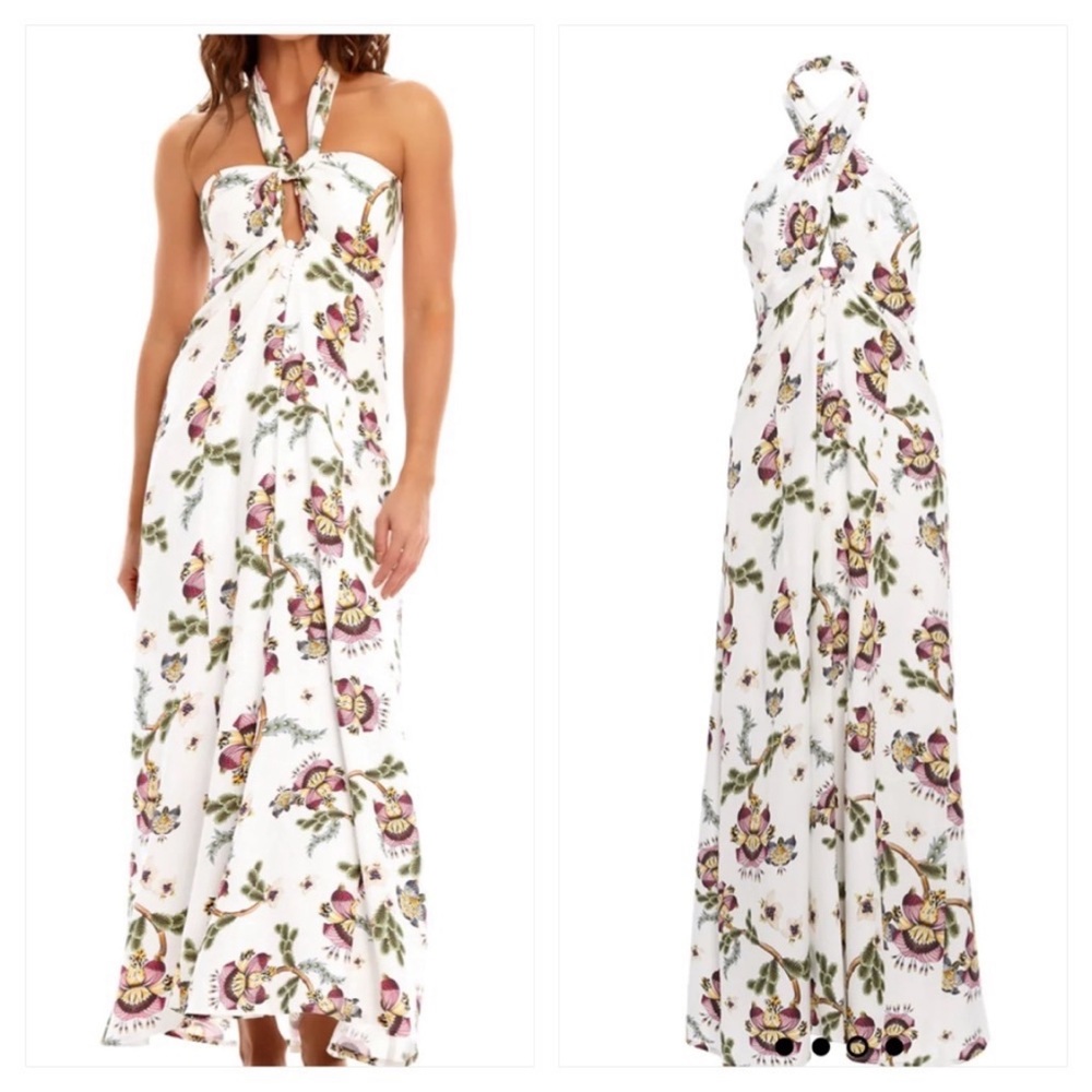 Agua bendita beck vareena floral halter maxi dress